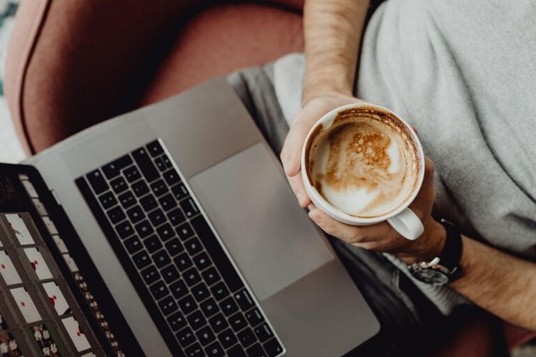 How to Switch to Remote Work After 40 in 2025 coffee, cup, computer, home, coffee cup, laptop, macbook, technology, office, business, designer, work, man, casual