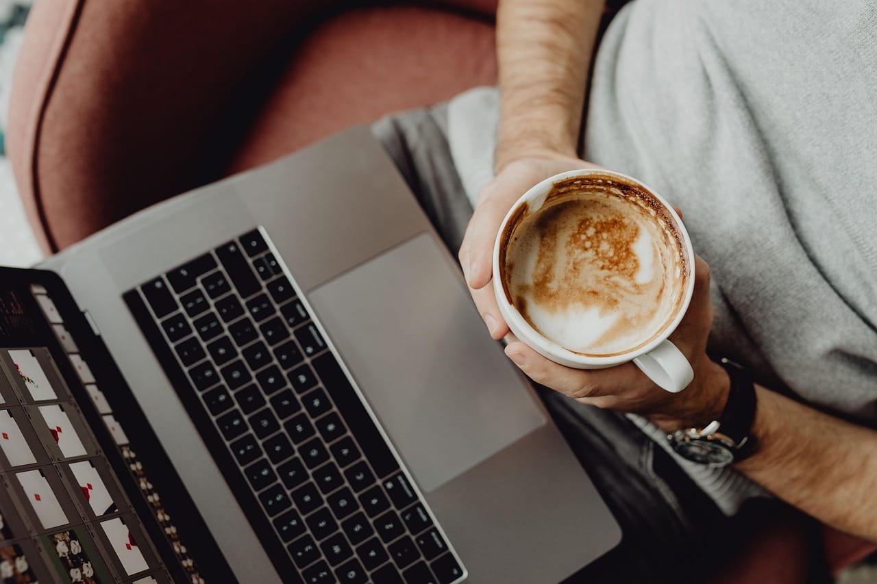 How to Switch to Remote Work After 40 in 2025 coffee, cup, computer, home, coffee cup, laptop, macbook, technology, office, business, designer, work, man, casual